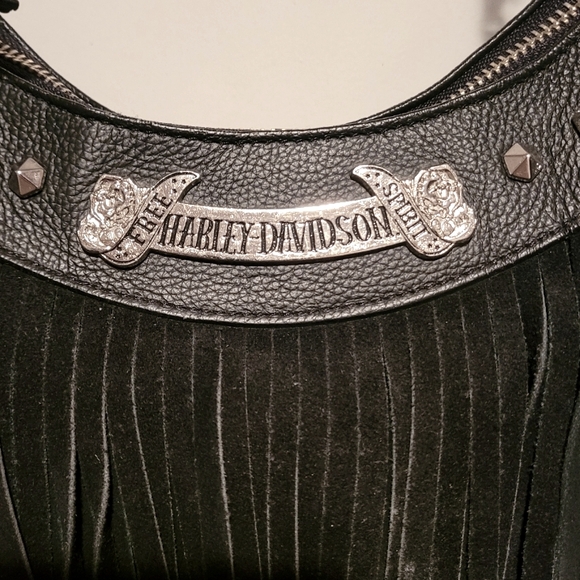 NWOT Harley Davison Genuine Cowhide Studded Fringe Wild West Hobo Purse β οΈ π€ β οΈ - Picture 3 of 10